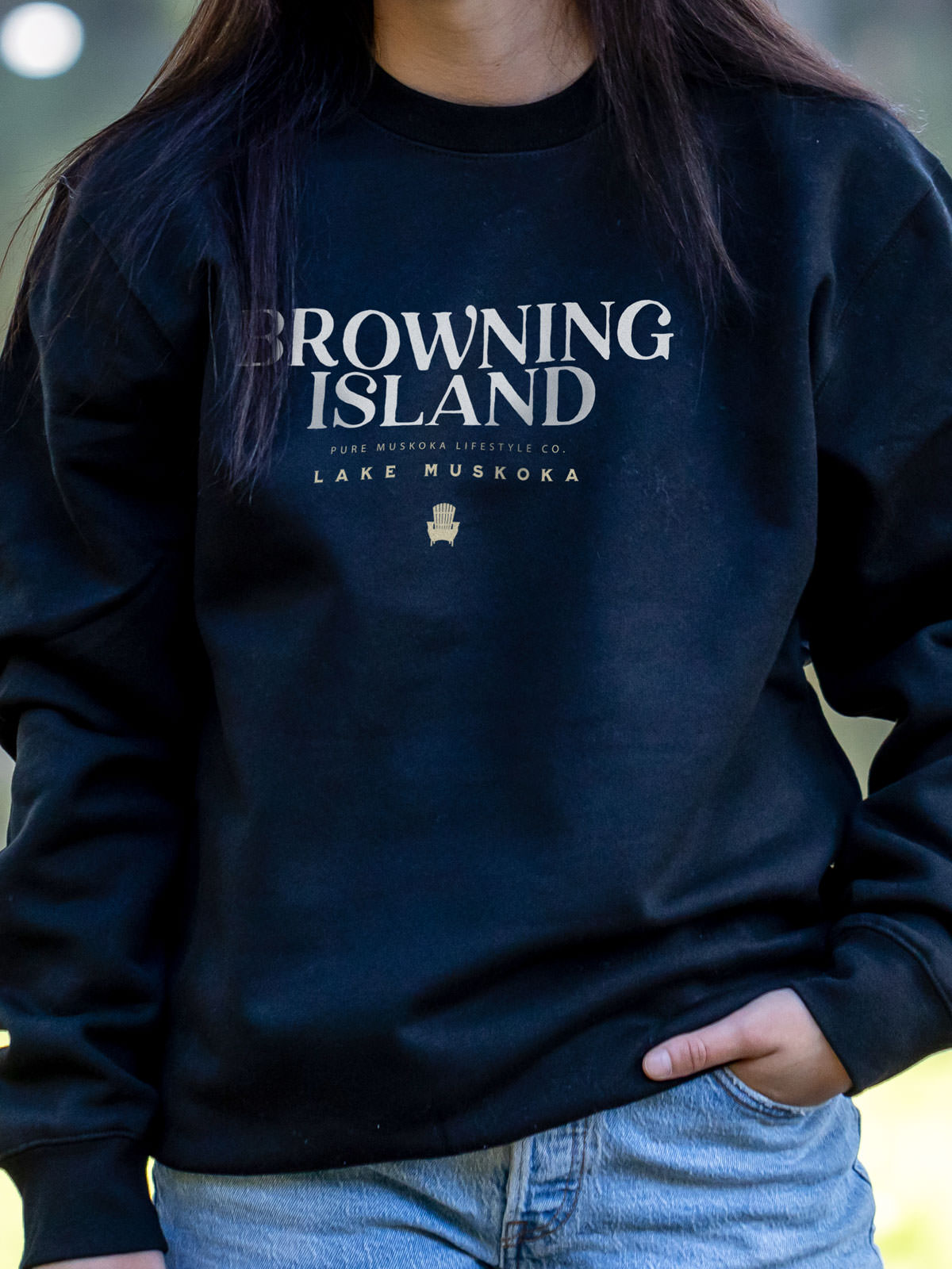 Browning Island Crewneck - Navy - Female Model