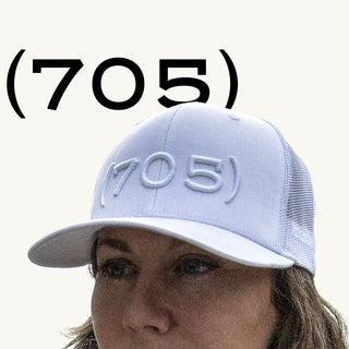 (705) - Premium 3D Embroidered Hat (White, White)