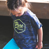 Toddler Logo T-Shirt (Blue Camo w/Lime Logo)