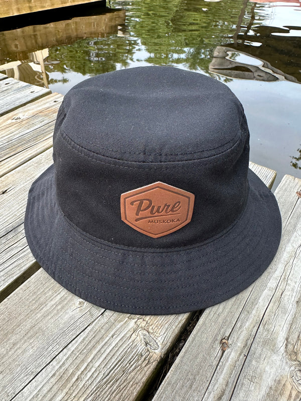 Bucket Hat - Black/Leather Patch
