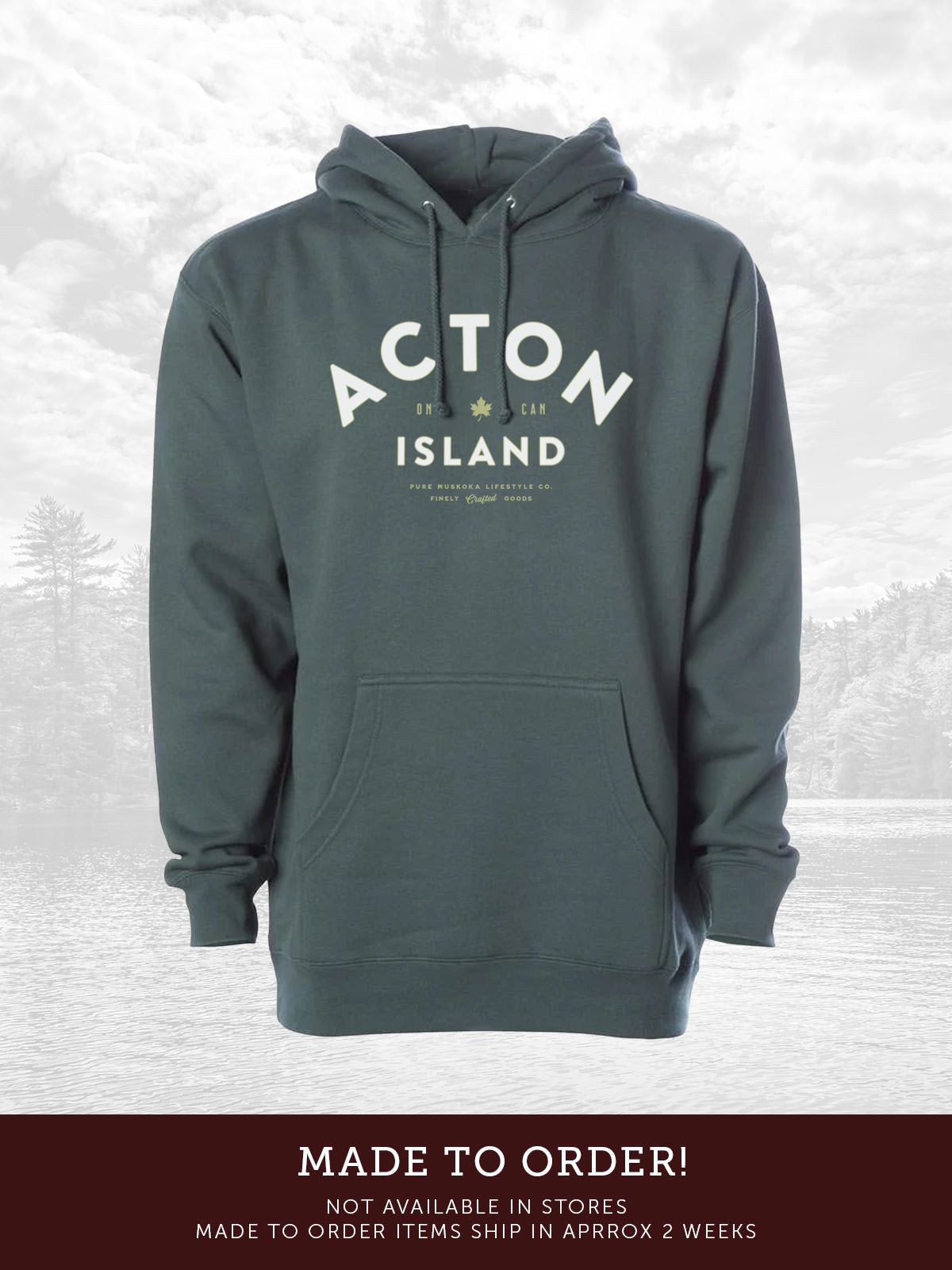 Acton Island unisex hoodie in Alpine Green - Pure Muskoka