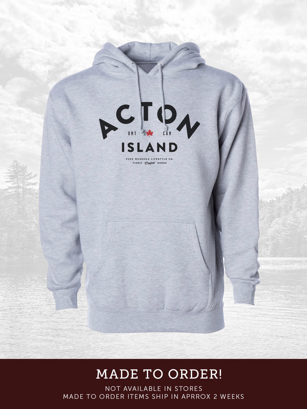 Acton Island unisex hoodie in Athletic Grey - Pure Muskoka