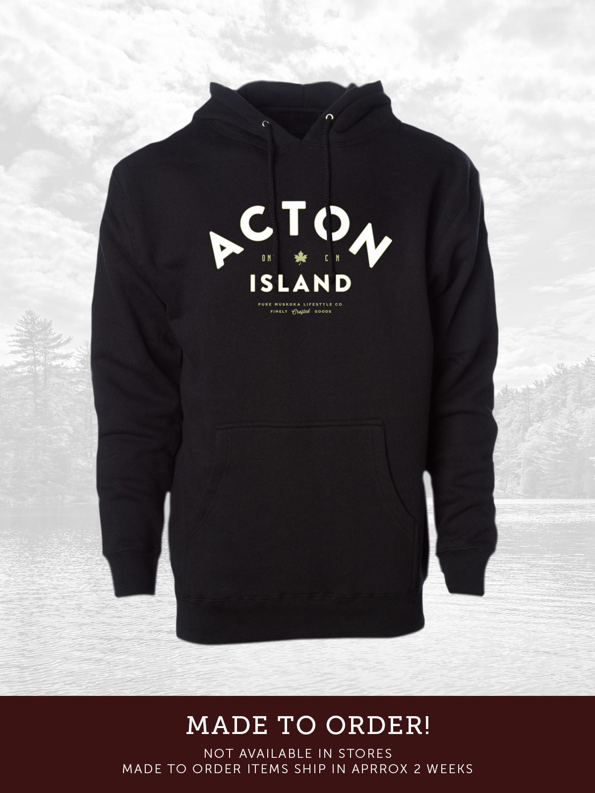 Acton Island unisex hoodie in Black - Pure Muskoka