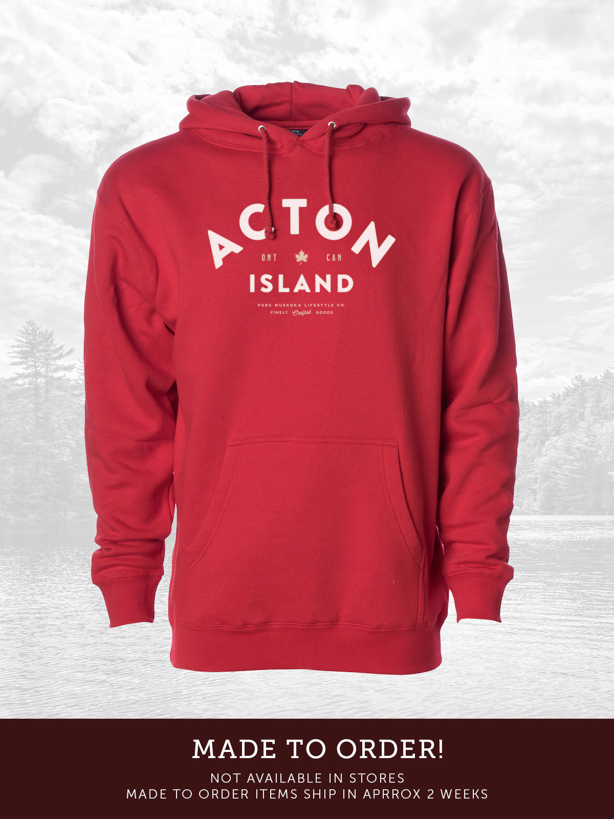 Acton Island unisex hoodie in Red - Pure Muskoka