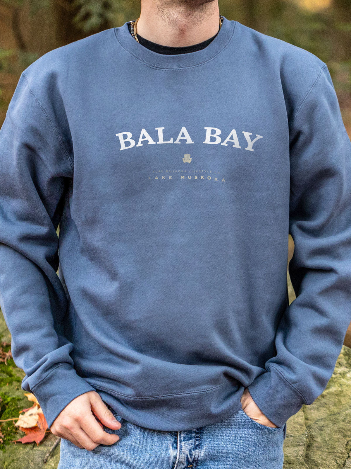 Bala Bay Crewneck - Storm Blue - Male  Model