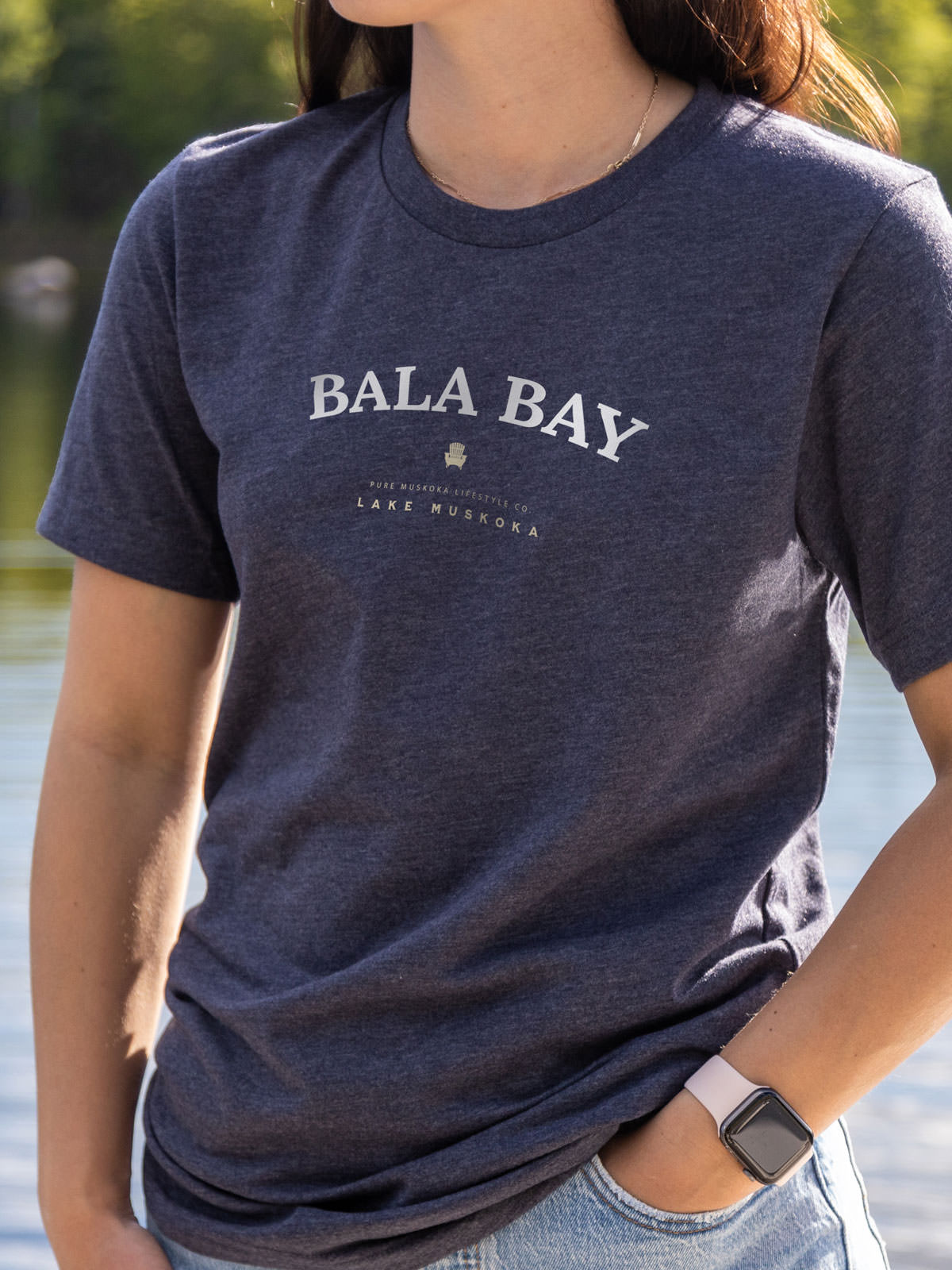 Bala Bay T-Shirt - Navy- Female Model