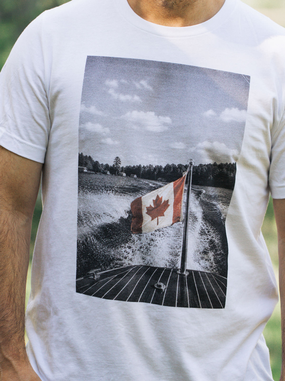 The Boat Flag - Canada Day T-Shirt - Male Model - Pure Muskoka