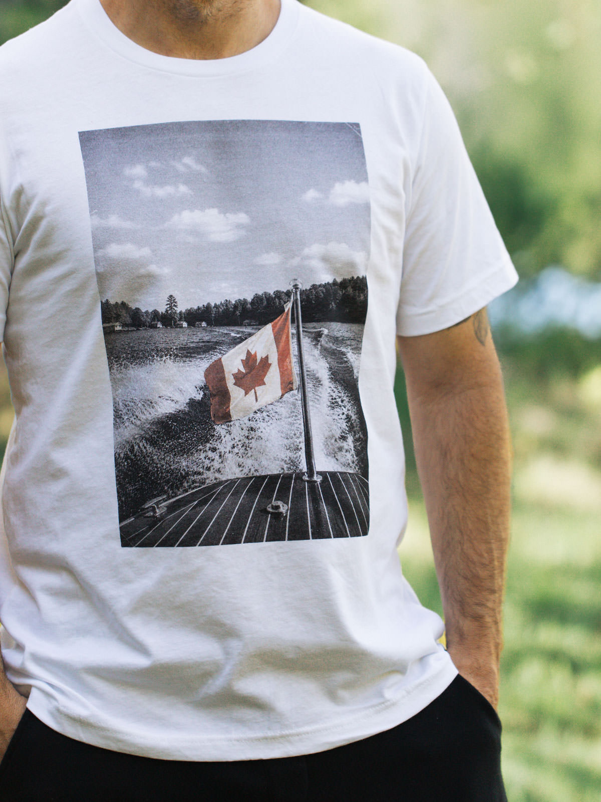 The Boat Flag - Canada Day T-Shirt - Male Model - Pure Muskoka
