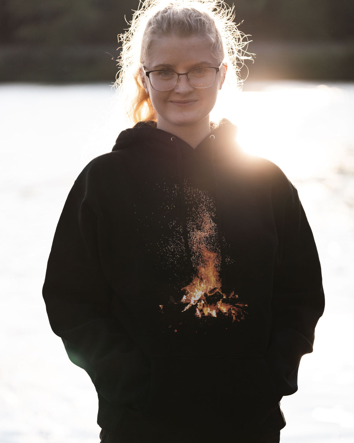 Bonfire Hoodie - Black - Female model