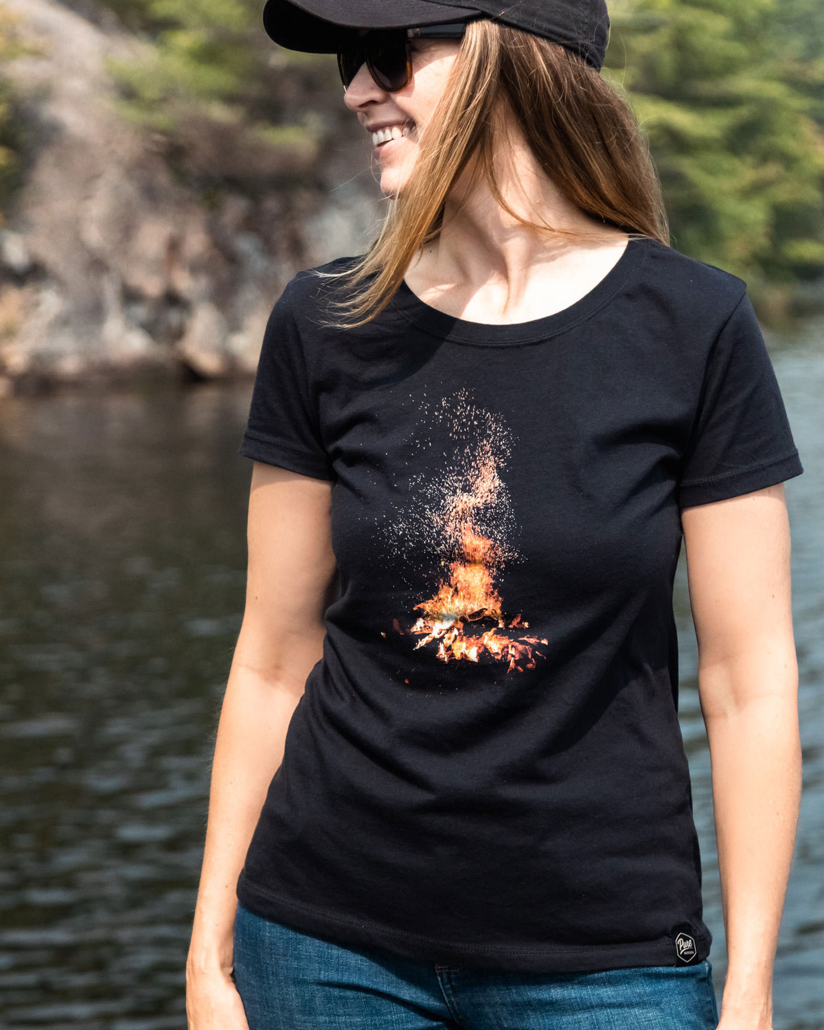 Bonfire T-Shirt - Female Model - Pure Muskoka