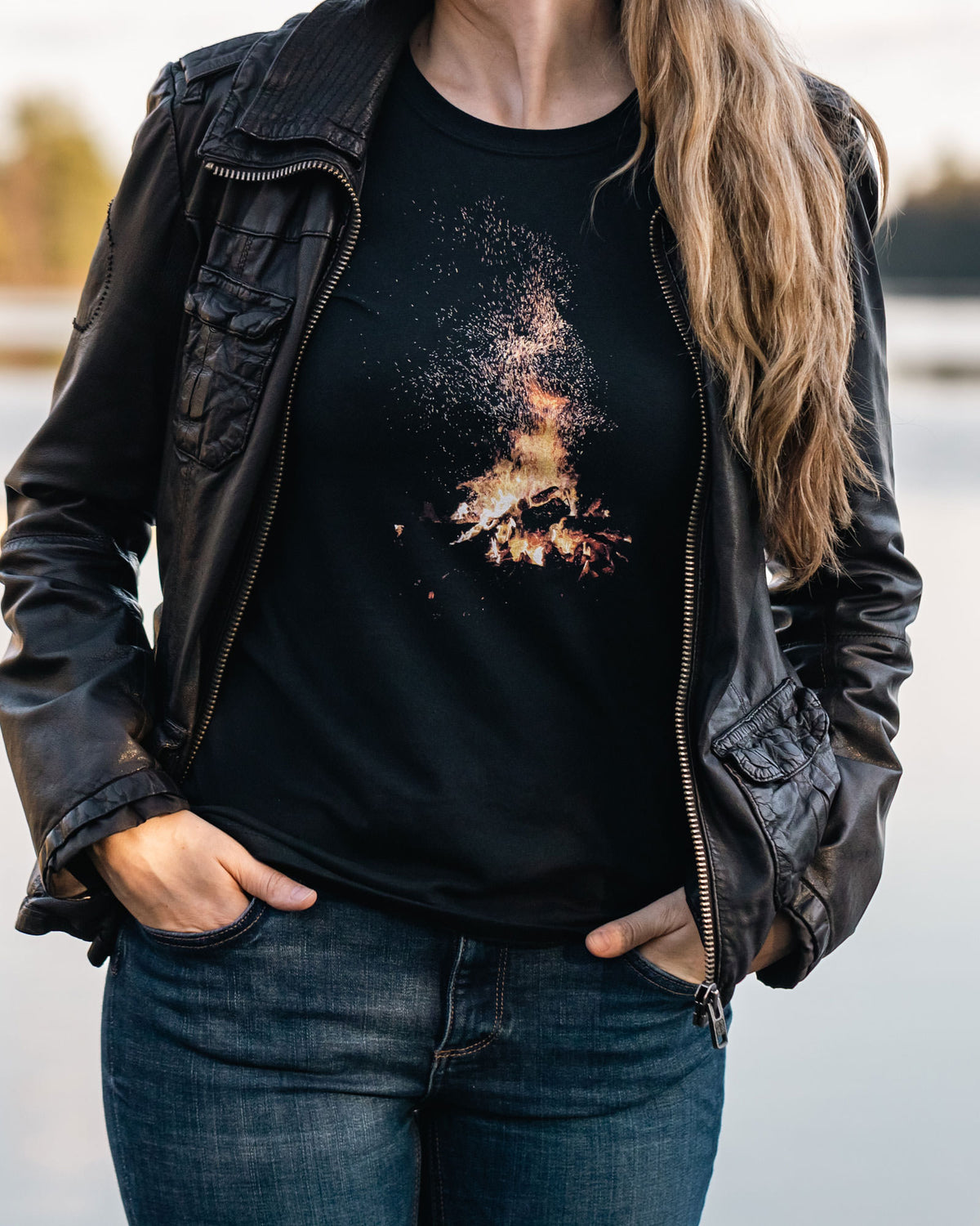 Bonfire T-Shirt - Female Model - Pure Muskoka