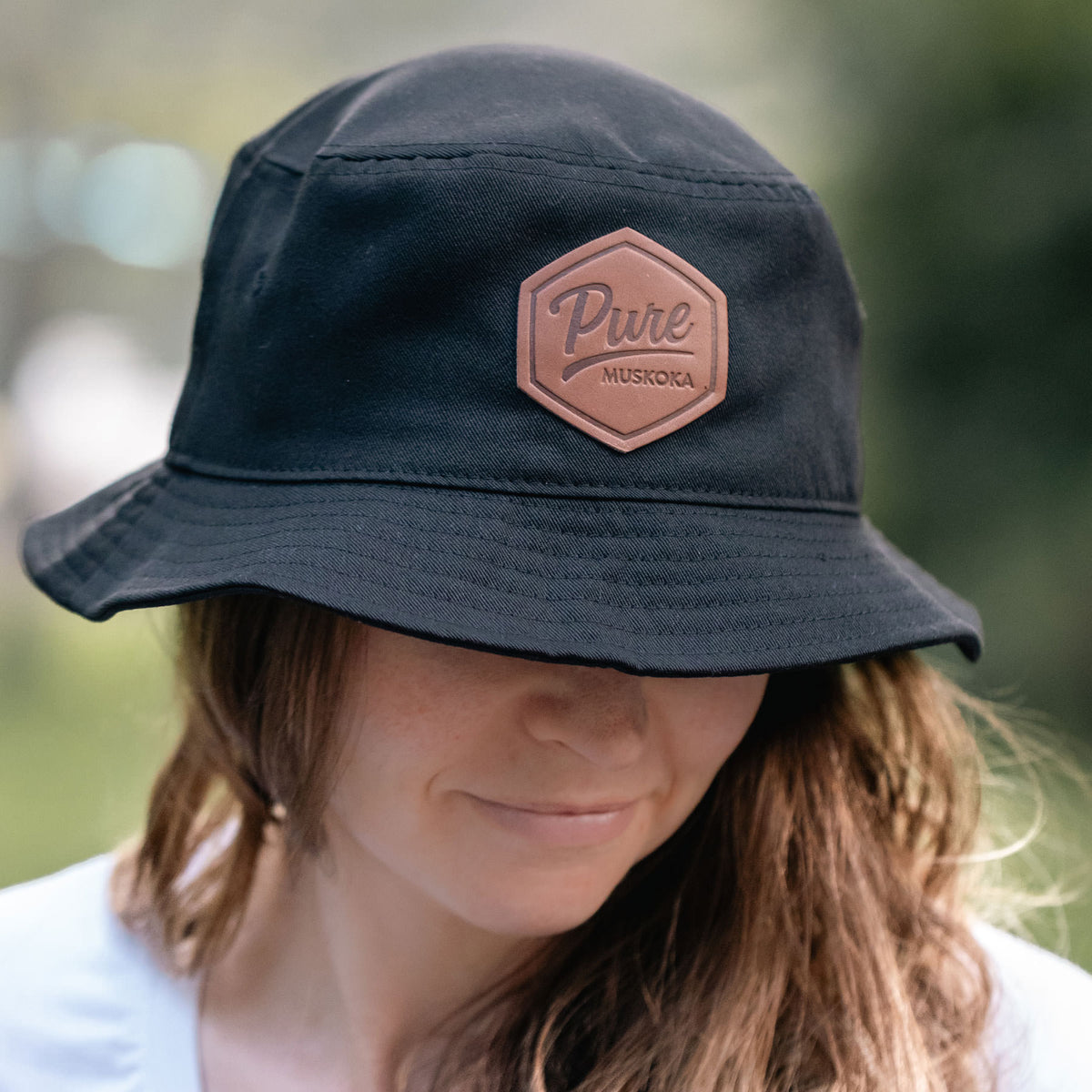 Bucket Hat - Black/Leather Patch