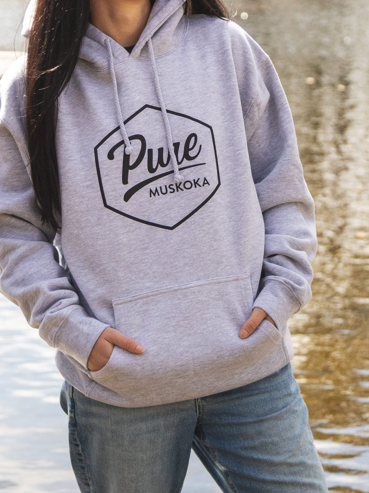 Classic Logo Hoodie - Athletic Grey - Female Model