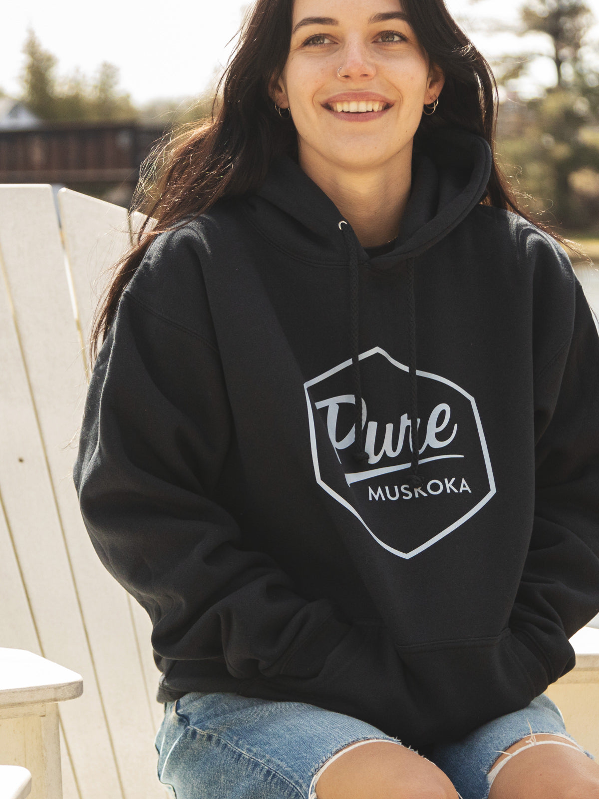 Classic Logo Hoodie - Black - Female Model