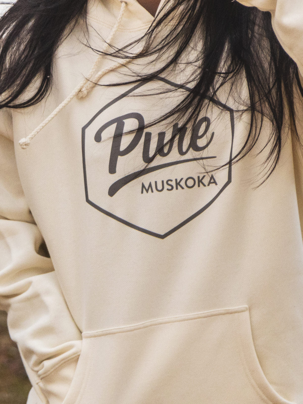 Classic Logo Hoodie - Bone - Female Model