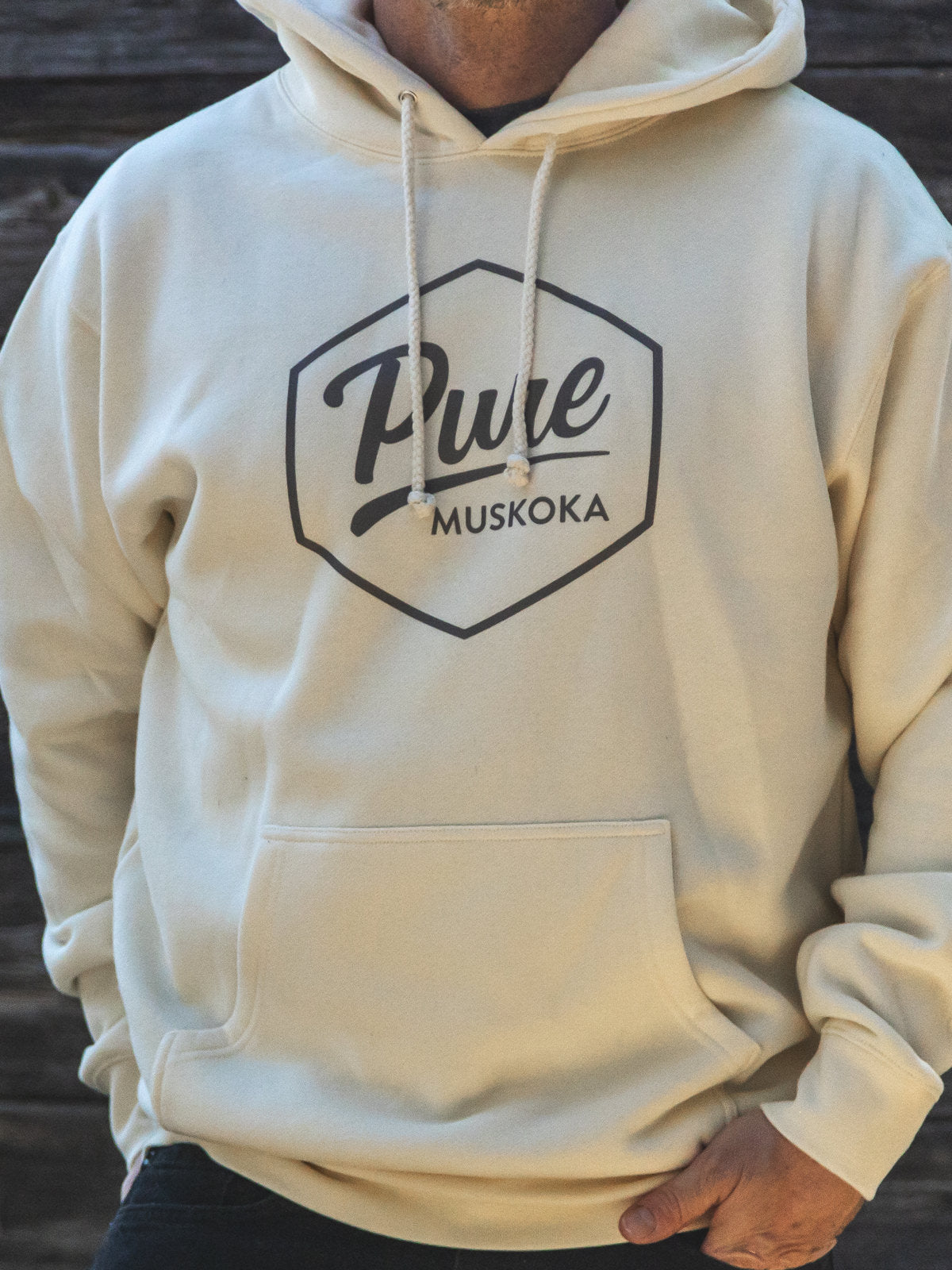 Classic Logo Hoodie - Bone - Male Model