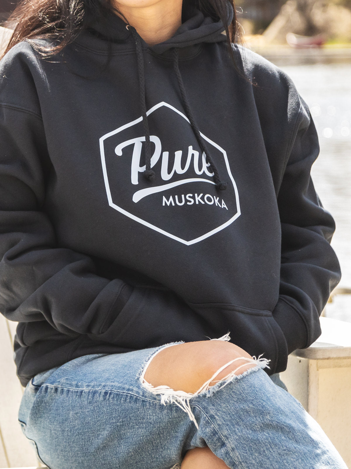 Classic Logo Hoodie - Navy - Female Model