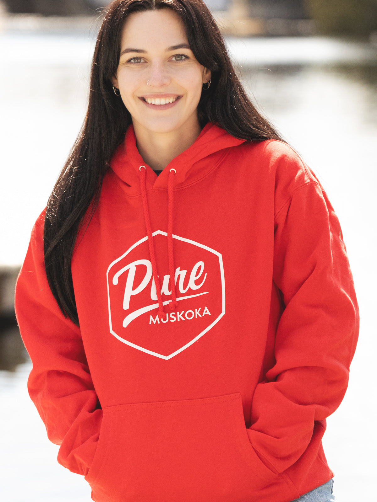 Classic Logo Hoodie - Red - Female Model