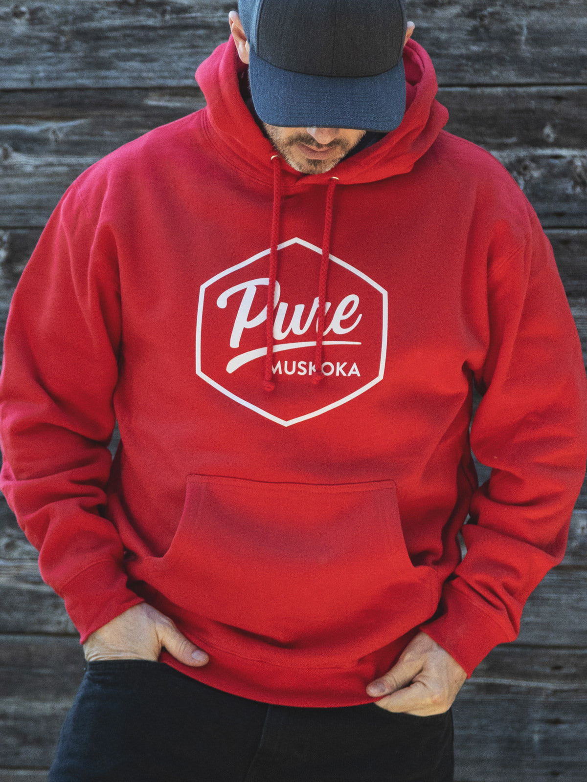 Classic Logo Hoodie - Red - Male Model