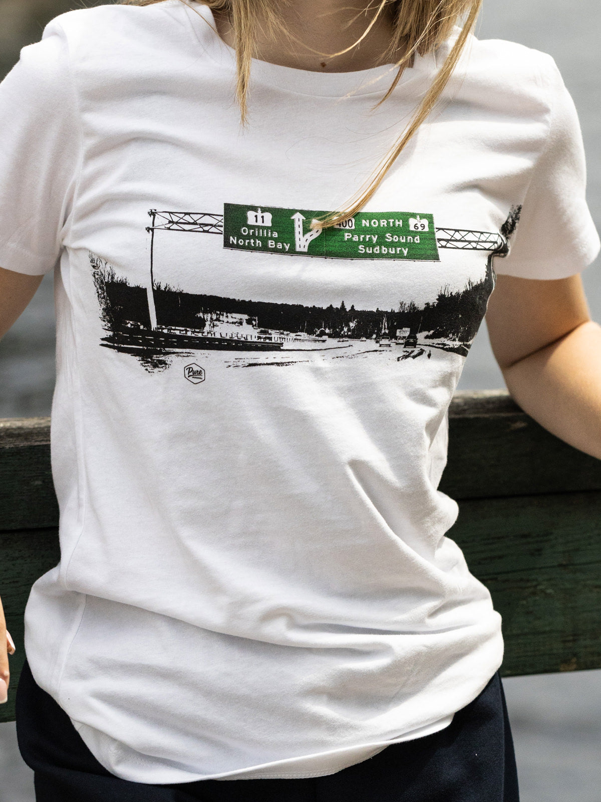 Decisions, Decisions - 400/11 Split T-Shirt - Female Model - Pure Muskoka