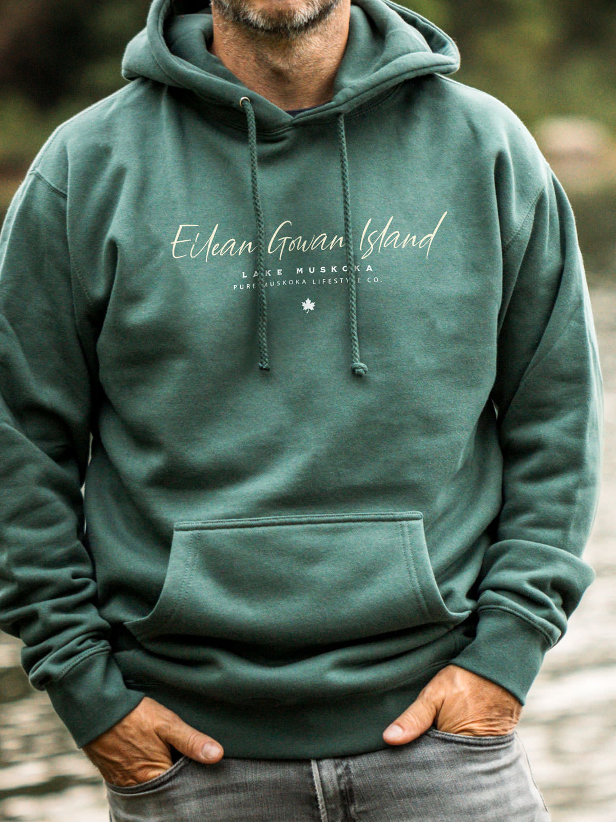Eilean Gowan Island Hoodie - Alpine Green  - Male Model