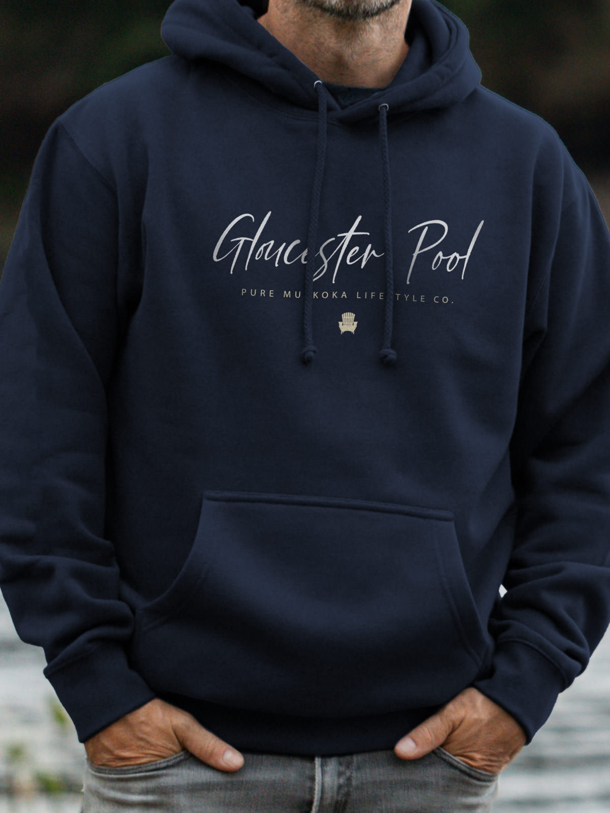 Gloucester Pool Hoodie - Navy - Male Model