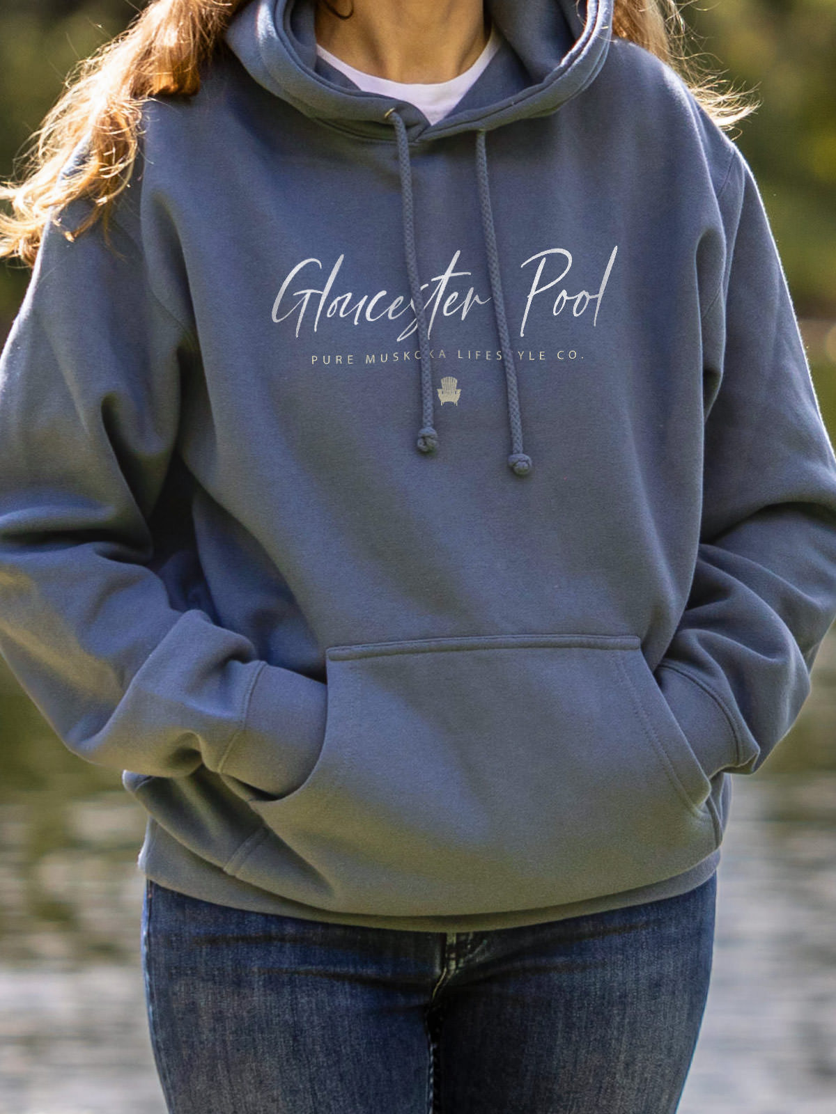 Gloucester Pool Hoodie - Storm Blue - Female Model