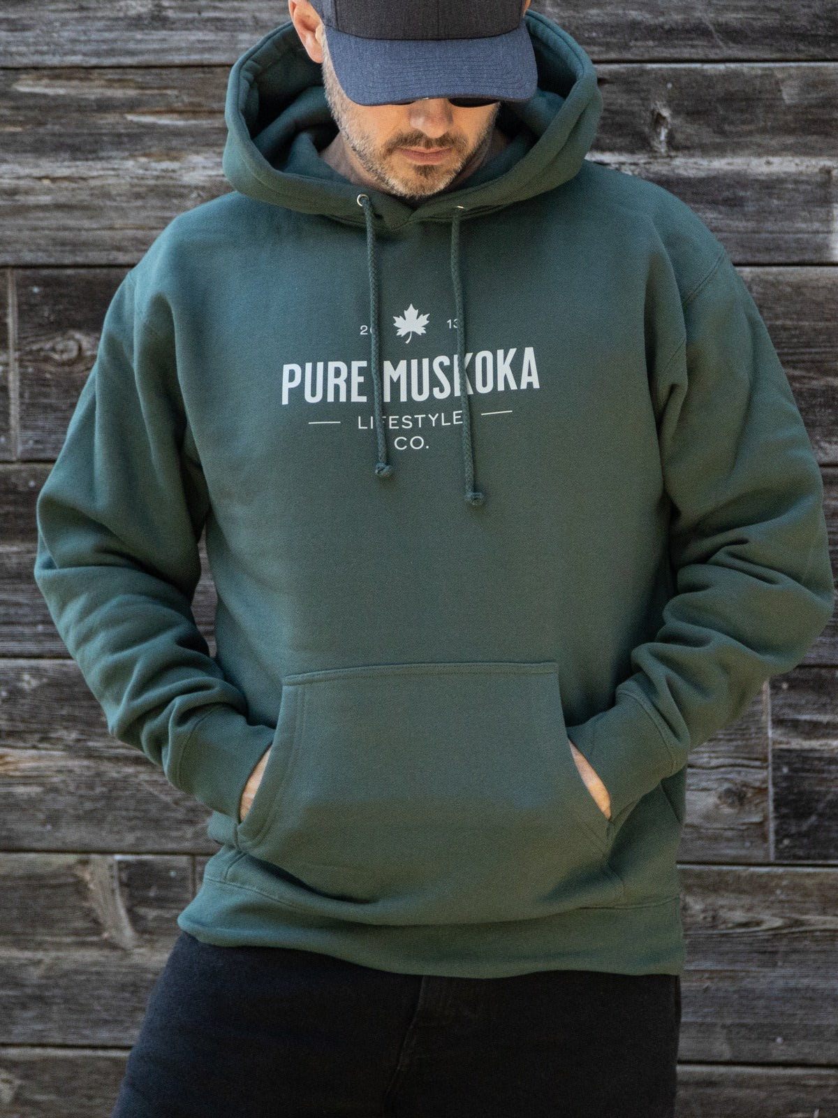 Heritage Hoodie - Alpine Green - Male model