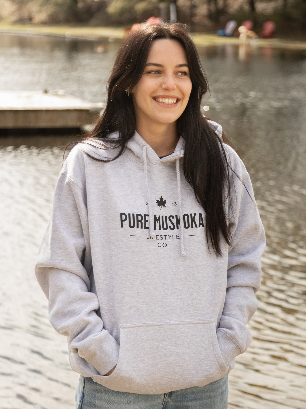 Heritage Hoodie - Athletic Grey - Female model
