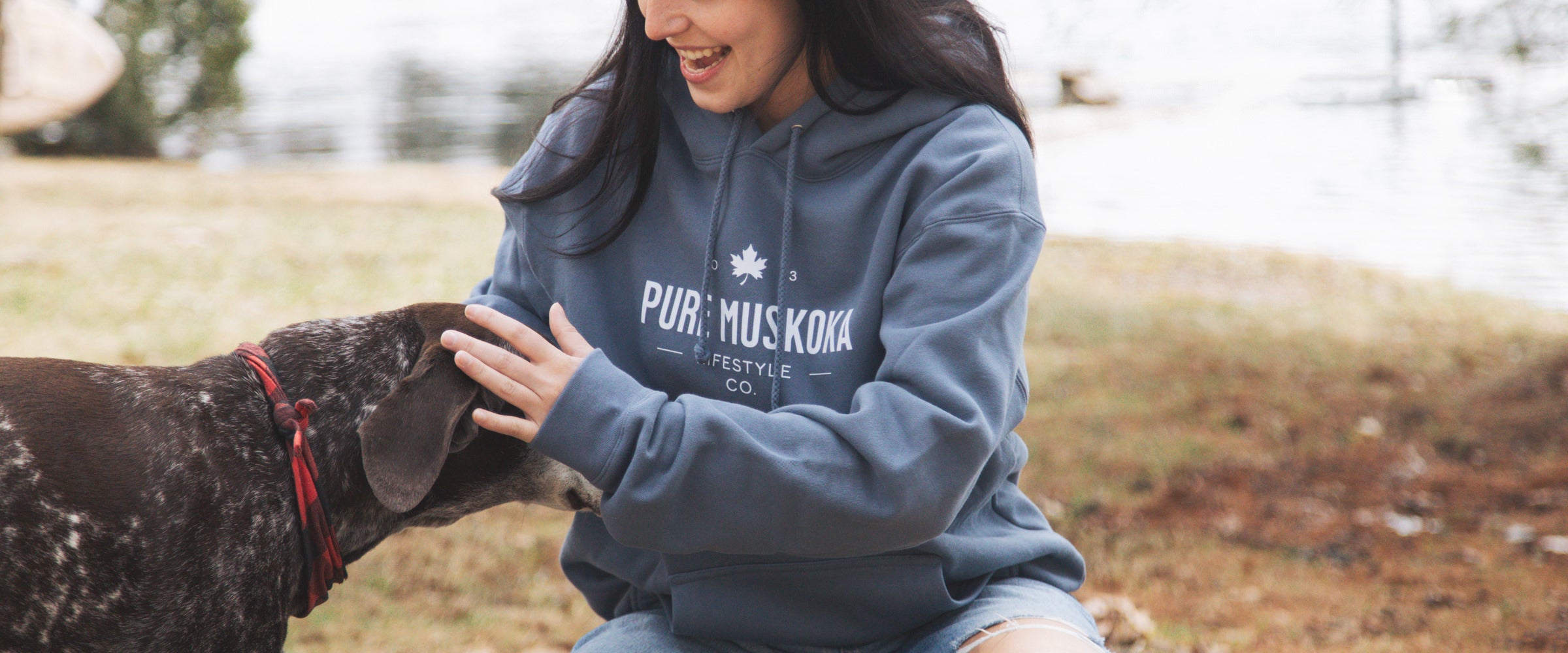 Heritage Hoodie - Female Model - Storm Blue - Pure Muskoka