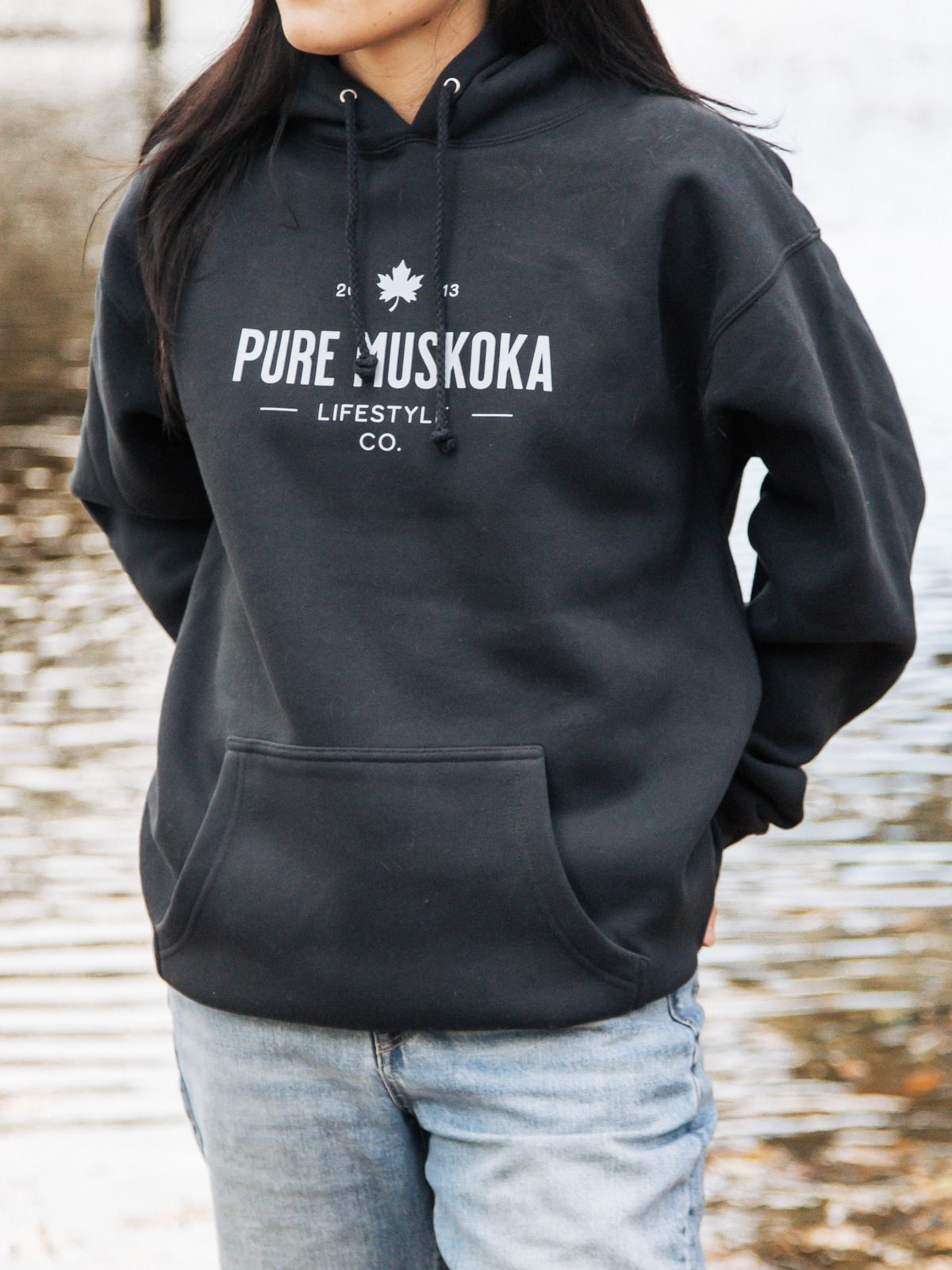 Heritage Hoodie - Navy - Female model