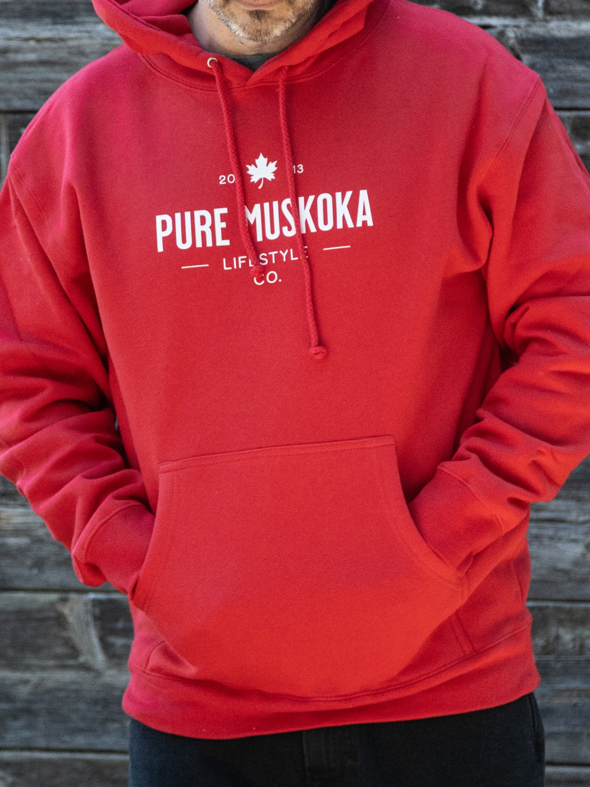 Heritage Hoodie - Red - Male model