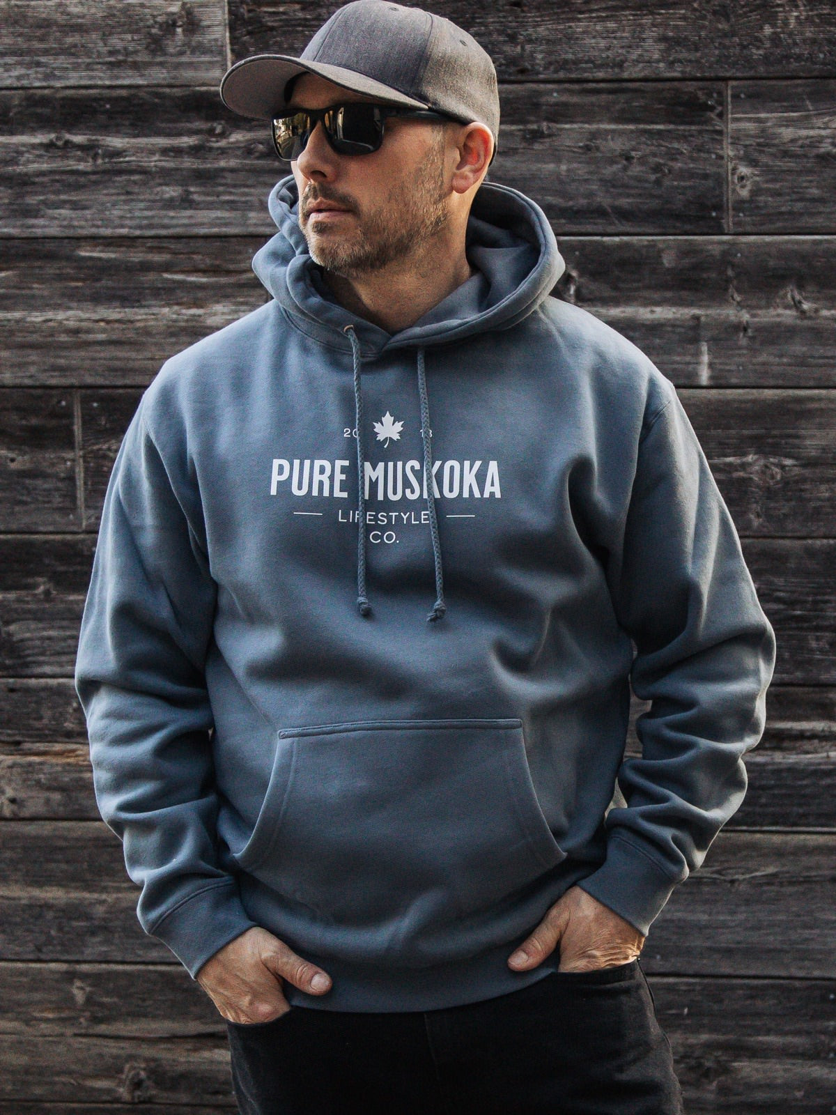 Heritage Hoodie - Storm Blue - Male model