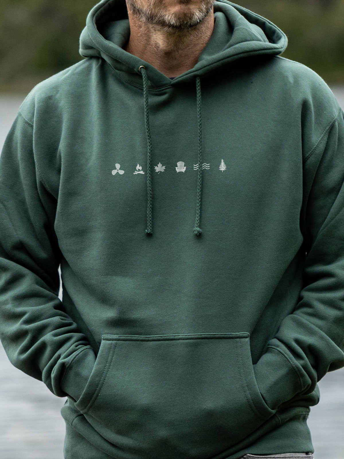 Iconic Hoodie - Alpine Green - Male Model