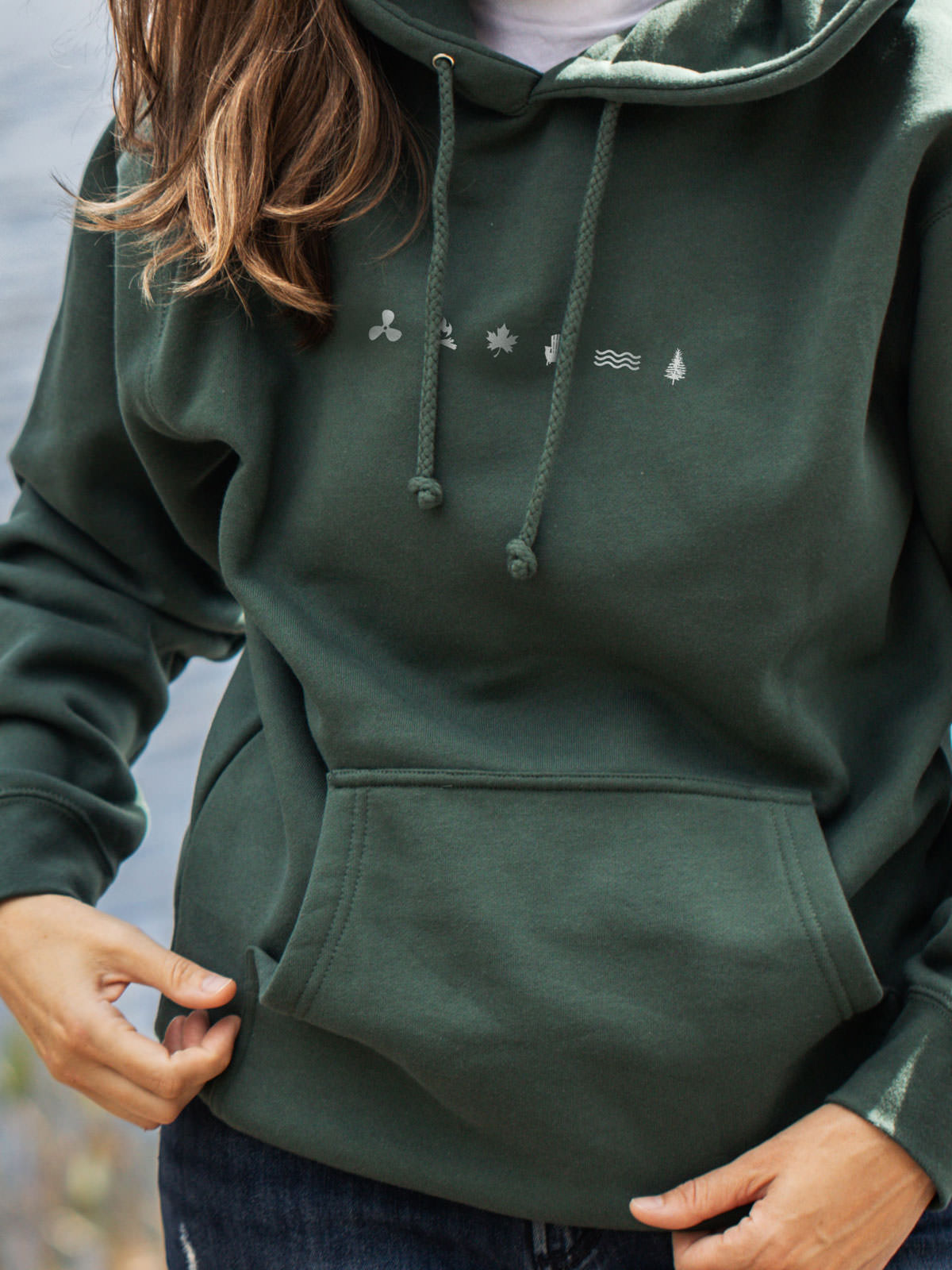 Iconic Hoodie - Alpine Green - Female Model
