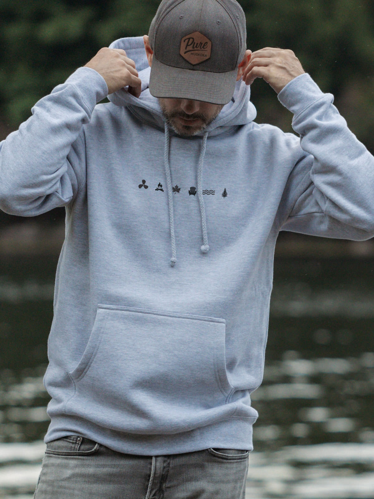 Iconic Hoodie - Athletic Grey - Male Model