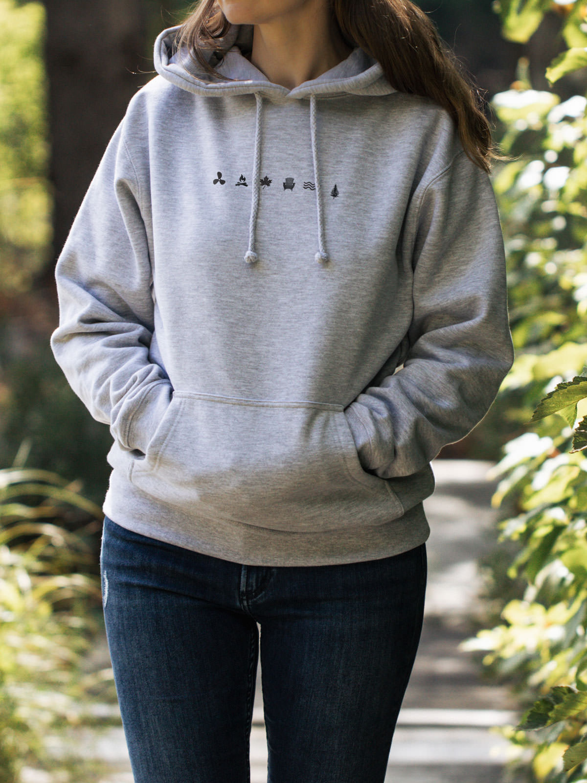Iconic Hoodie - Athletic Grey - Female Model