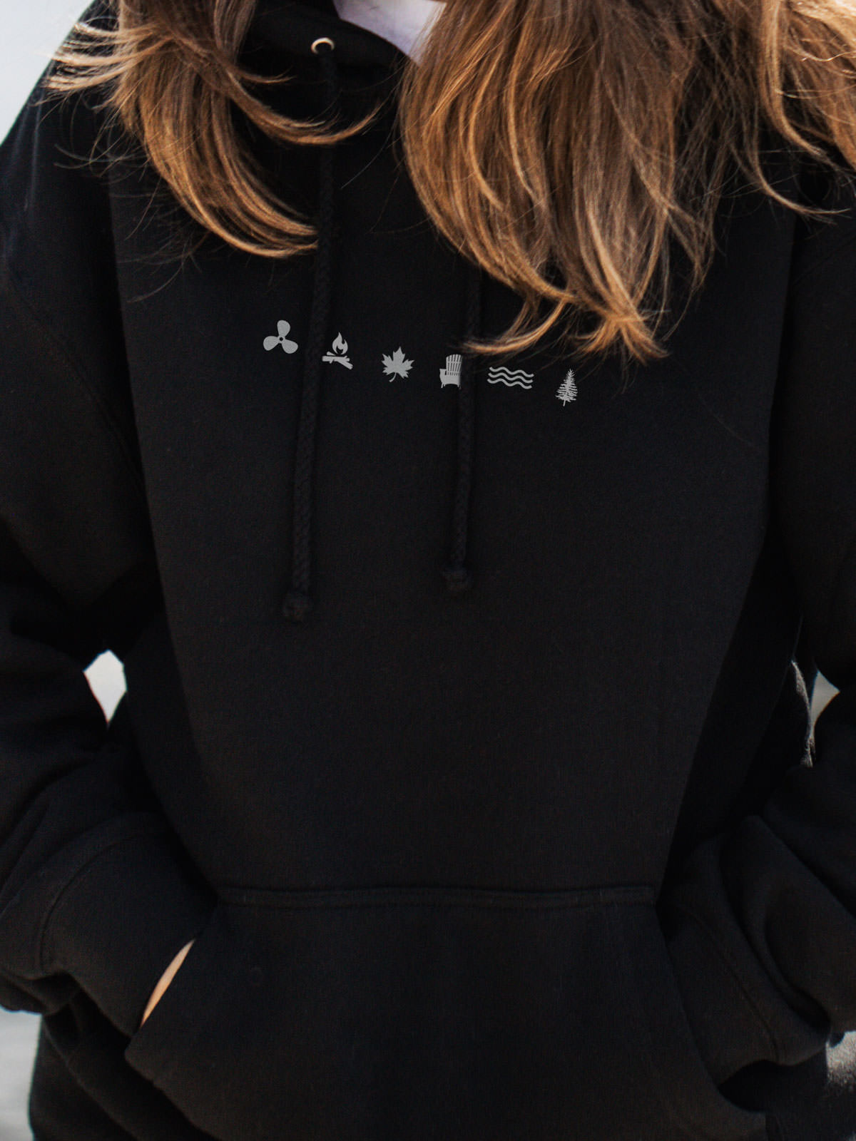 Iconic Hoodie - Black - Female Model