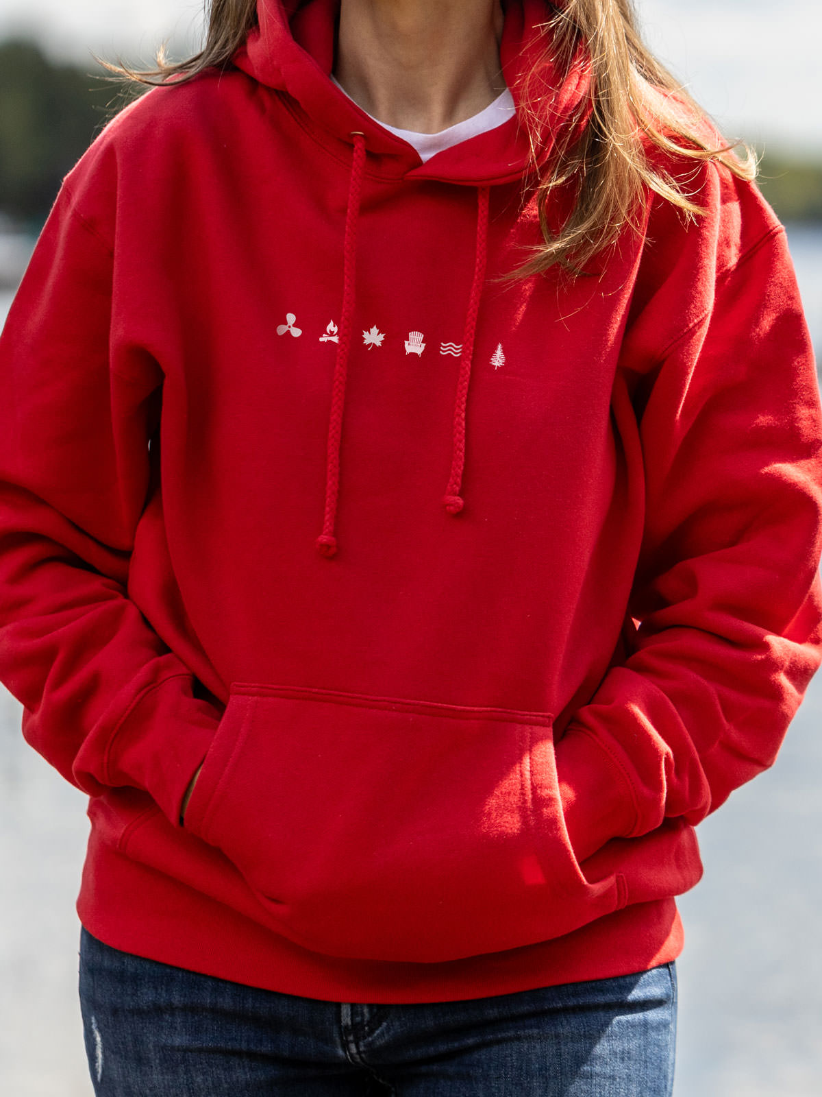 Iconic Hoodie - Red - Female Model