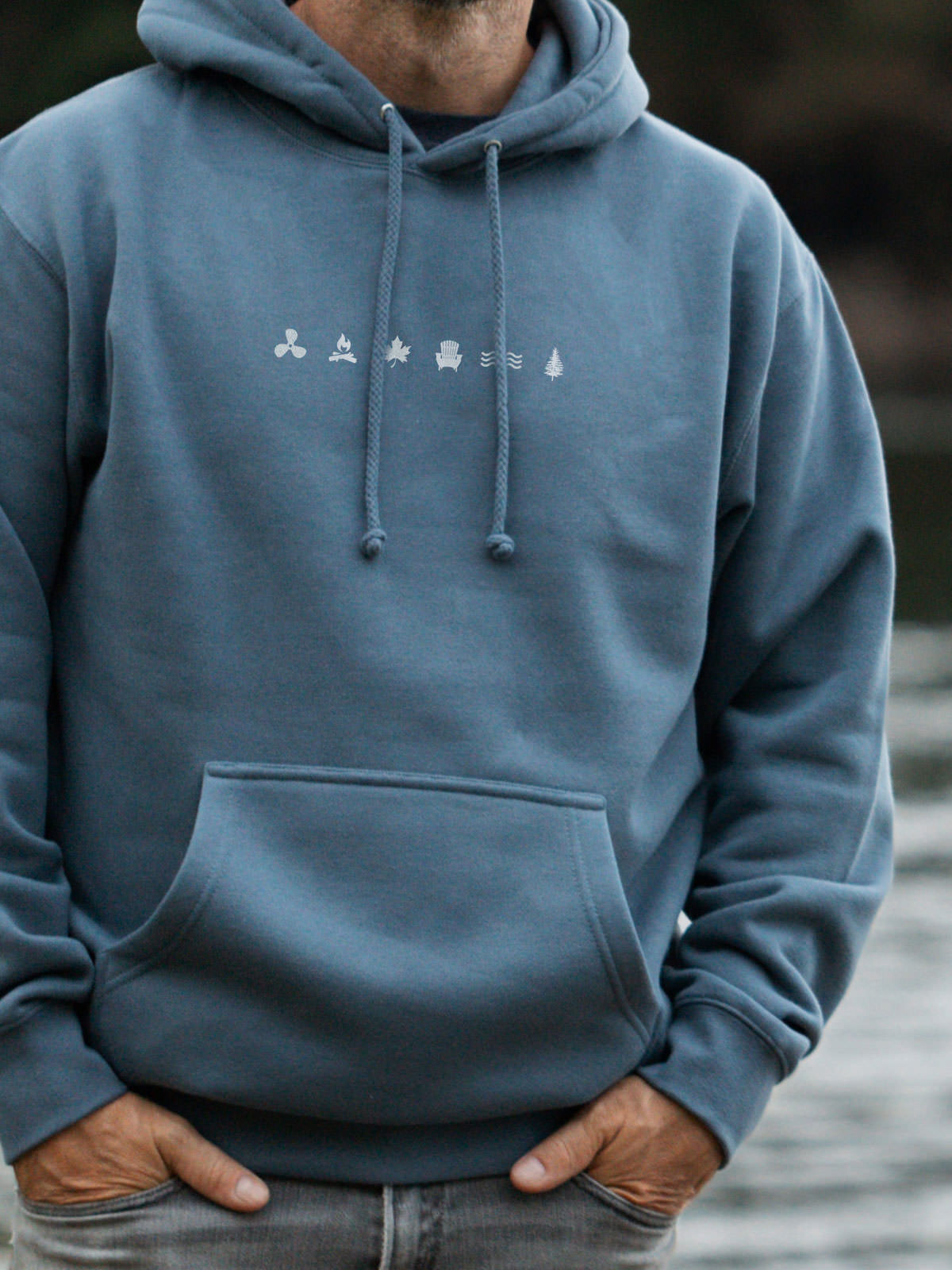 Iconic Hoodie - Storm Blue - Male Model