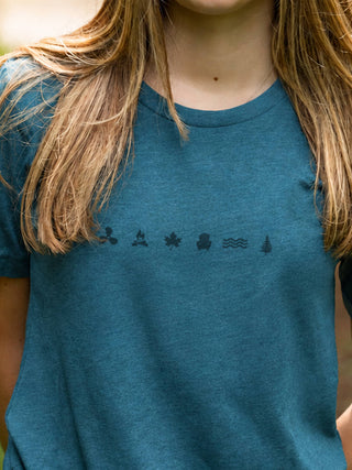 Iconic T-Shirt - Deep Teal - Female Model - Pure Muskoka