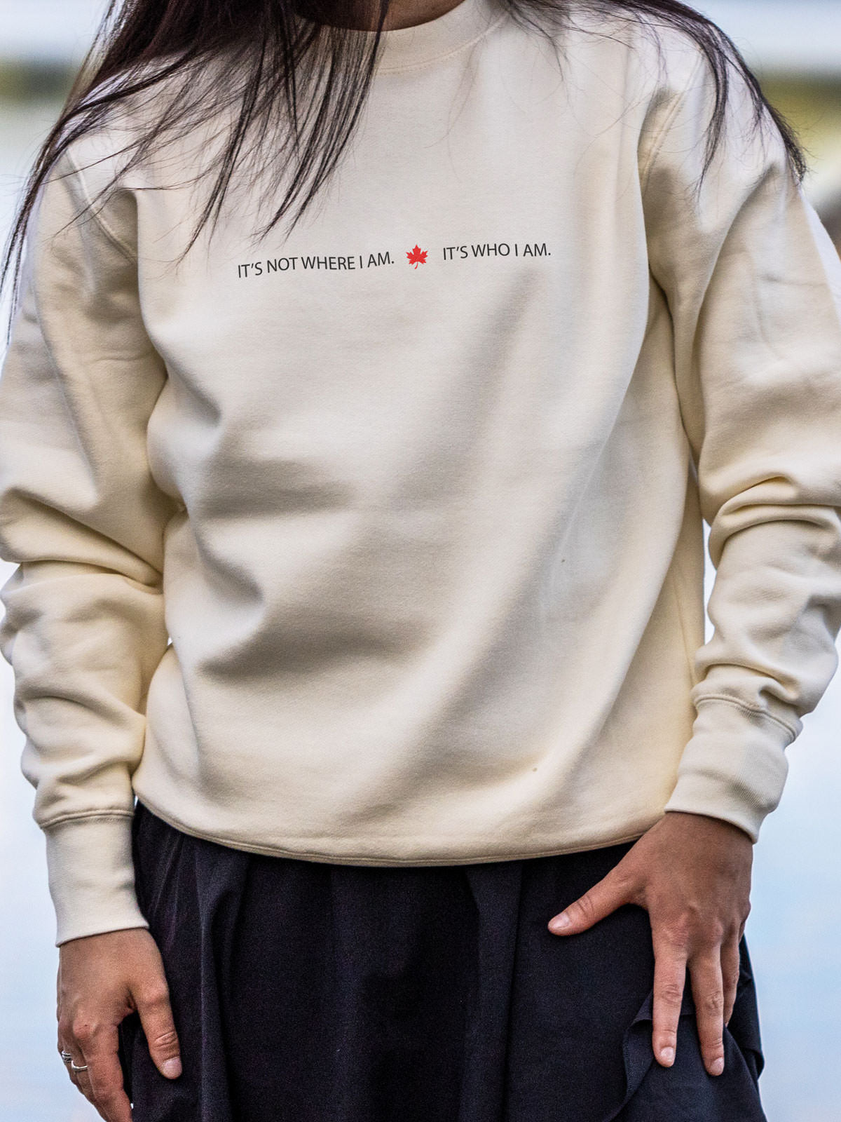 It's Not Where I Am. It's Who I Am - Crewneck - Bone - Female Model