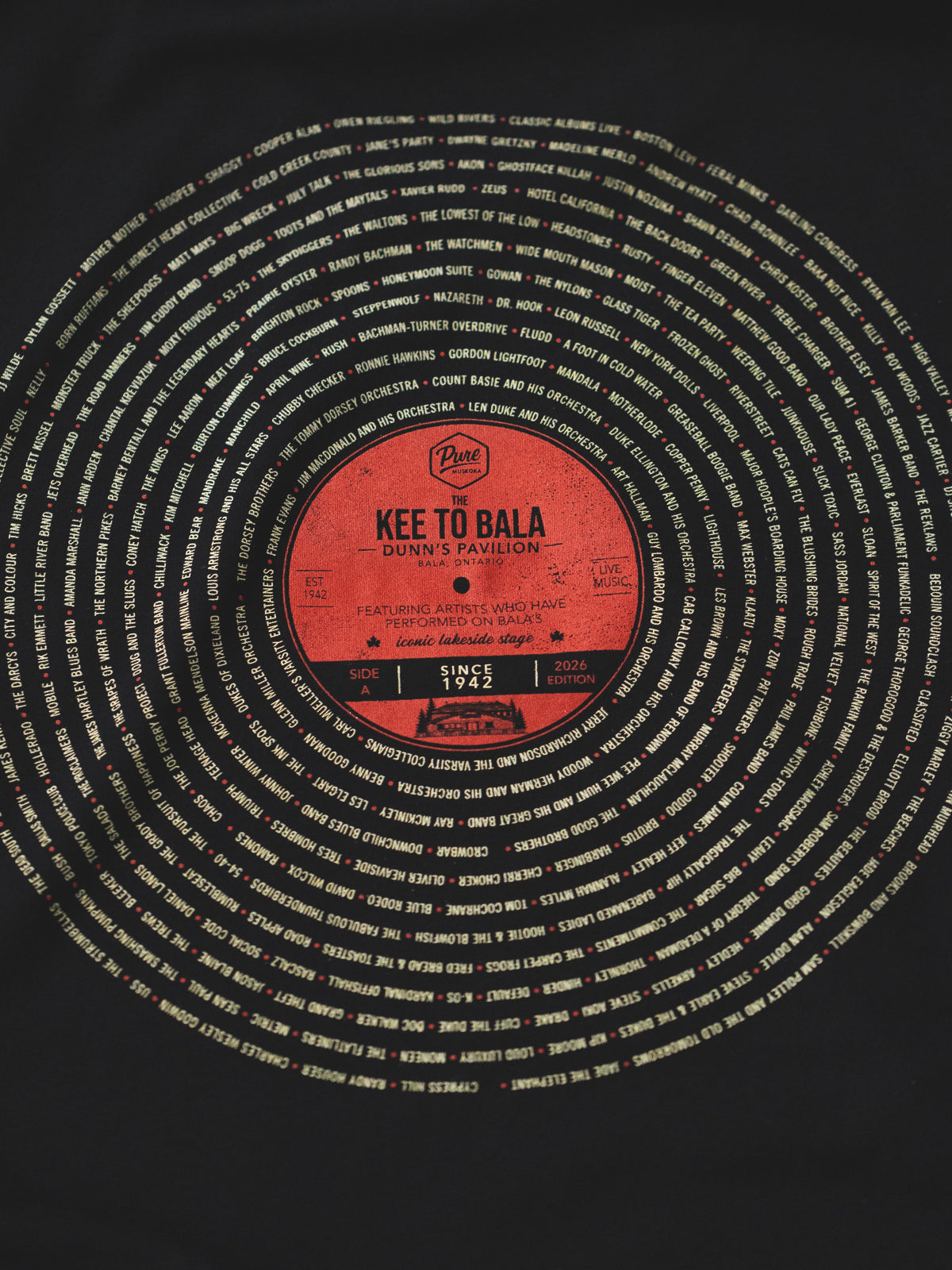 The Kee To Bala Tee - Black - Close Up - Pure Muskoka