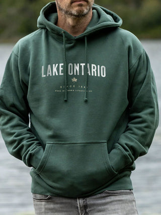 Lake Ontario Hoodie - Alpine Green - Male Model - Pure Muskoka