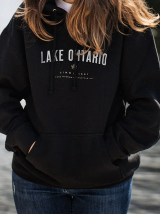 Lake Ontario Hoodie - Black - Female Model - Pure Muskoka