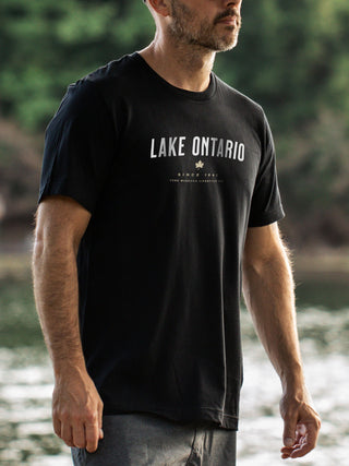 Lake Ontario T-Shirt - Black - Male Model - Pure Muskoka