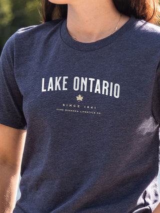 Lake Ontario T-Shirt - Navy - Female Model - Pure Muskoka
