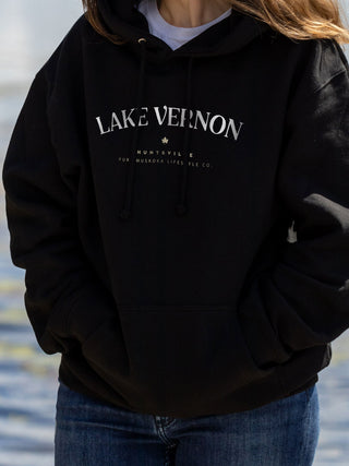 Lake Vernon Hoodie - Black - Female Model - Pure Muskoka