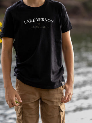 Lake Vernon Kids T-Shirt - Black - Male Model - Pure Muskoka