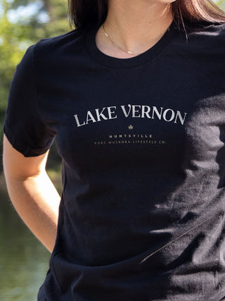 Lake Vernon T-Shirt - Black - Female Model - Pure Muskoka